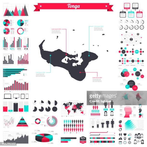 tonga karte mit infografik elemente - große kreativ-grafik-set - nukualofa stock-grafiken, -clipart, -cartoons und -symbole