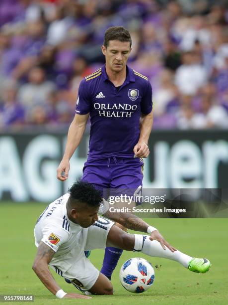 Joao Plata of Real Salt Lake , Will Johnson of Orlando City during the match between Orlando City v Real Salt Lake on May 6, 2018