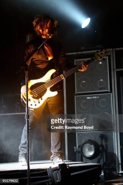 December 13: Guitarist Eric Bass of Shinedown performs at the House Of Blues in Chicago, Illinois on December 13, 2009.