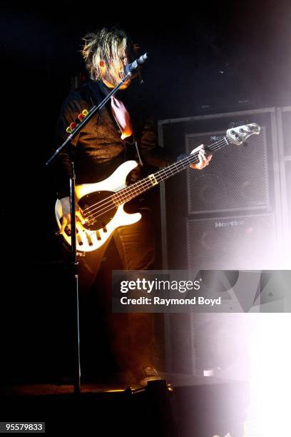 December 13: Guitarist Eric Bass of Shinedown performs at the House Of Blues in Chicago, Illinois on December 13, 2009.