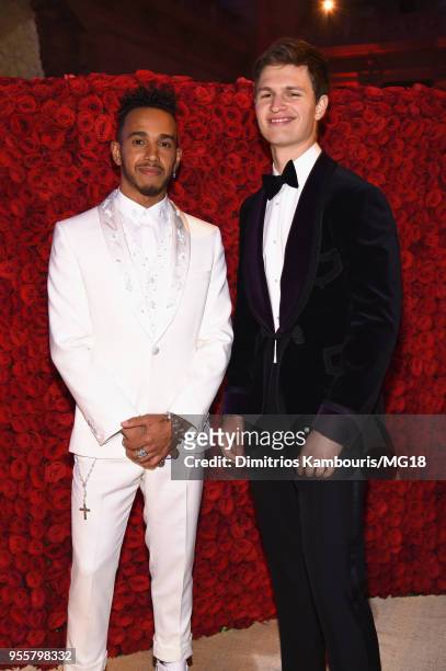 Lewis Hamilton and Ansel Elgort attend the Heavenly Bodies: Fashion & The Catholic Imagination Costume Institute Gala at The Metropolitan Museum of...