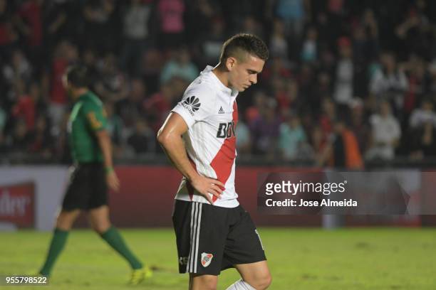 Rafael Santos Borre of River Plate looks dejected after a match between Colon and River Plate as part of Superliga at Brigadier General Estanislao...