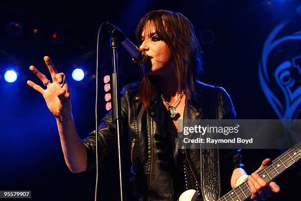 December 13: Singer Lzzy Hale of Halestorm performs at the House Of Blues in Chicago, Illinois on December 13, 2009.