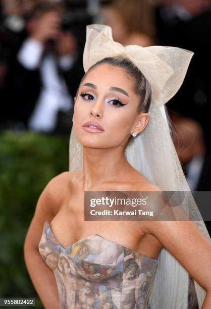 Ariana Grande attends Heavenly Bodies: Fashion & The Catholic Imagination Costume Institute Gala at the Metropolitan Museum of Art on May 7, 2018 in...