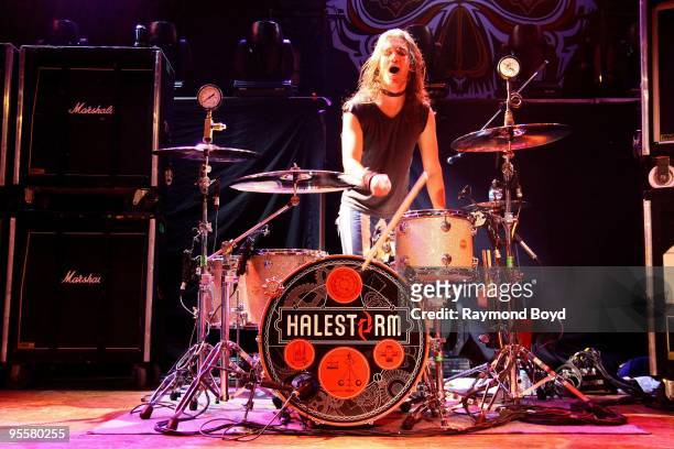 December 13: Drummer Arejay Hale of Halestorm performs at the House Of Blues in Chicago, Illinois on December 13, 2009.
