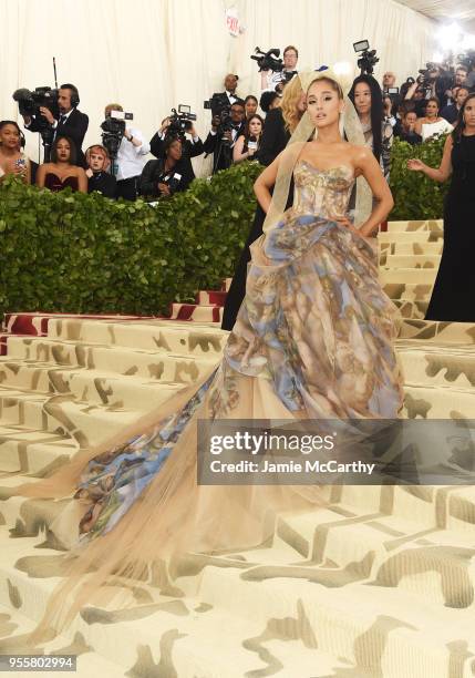 Ariana Grande attends the Heavenly Bodies: Fashion & The Catholic Imagination Costume Institute Gala at The Metropolitan Museum of Art on May 7, 2018...