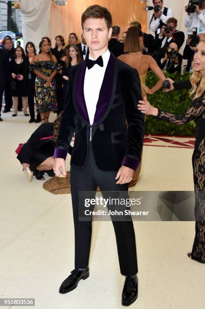 Ansel Elgort attends the Heavenly Bodies: Fashion & The Catholic Imagination Costume Institute Gala at The Metropolitan Museum of Art on May 7, 2018...