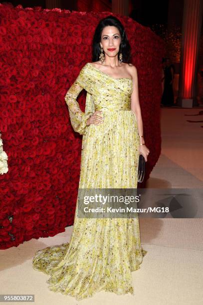 AHuma Abedin attends the Heavenly Bodies: Fashion & The Catholic Imagination Costume Institute Gala at The Metropolitan Museum of Art on May 7, 2018...