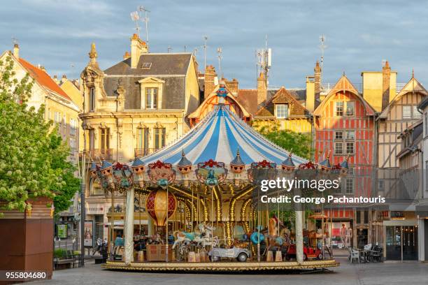 colorful carousel - troyes champagne region stock pictures, royalty-free photos & images