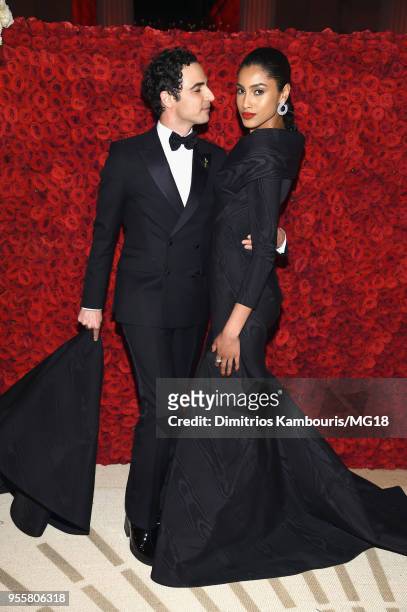 Zac Posen and Imaan Hammam attend the Heavenly Bodies: Fashion & The Catholic Imagination Costume Institute Gala at The Metropolitan Museum of Art on...