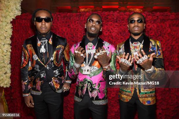 Offset, Takeoff and Quavo of Migos attend the Heavenly Bodies: Fashion & The Catholic Imagination Costume Institute Gala at The Metropolitan Museum...