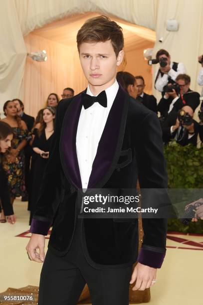 Ansel Elgort attends the Heavenly Bodies: Fashion & The Catholic Imagination Costume Institute Gala at The Metropolitan Museum of Art on May 7, 2018...