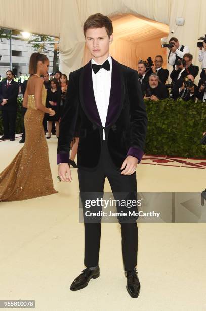 Ansel Elgort attends the Heavenly Bodies: Fashion & The Catholic Imagination Costume Institute Gala at The Metropolitan Museum of Art on May 7, 2018...