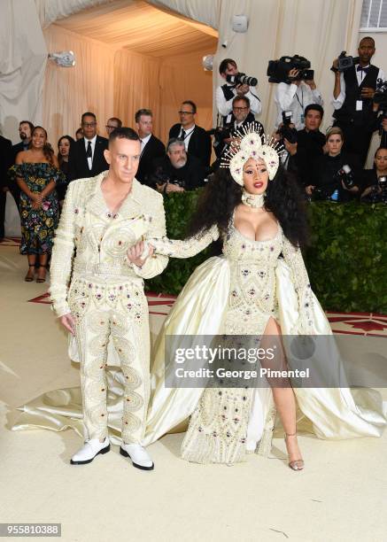 Jeremy Scott and Cardi B attend the Heavenly Bodies: Fashion & The Catholic Imagination Costume Institute Gala at Metropolitan Museum of Art on May...