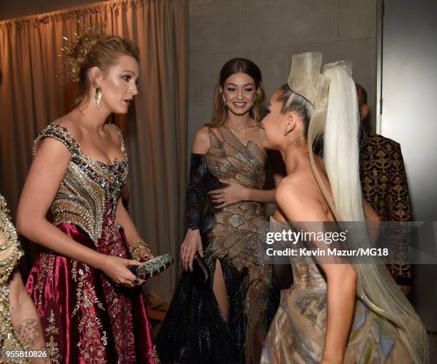 Blake Lively, Gigi Hadid and Ariana Grande attend the Heavenly Bodies: Fashion & The Catholic Imagination Costume Institute Gala at The Metropolitan...