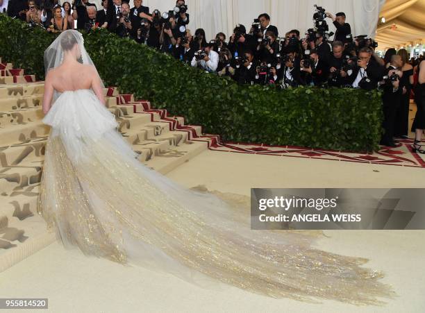 Kate Bosworth arrives for the 2018 Met Gala on May 7 at the Metropolitan Museum of Art in New York. - The Gala raises money for the Metropolitan...