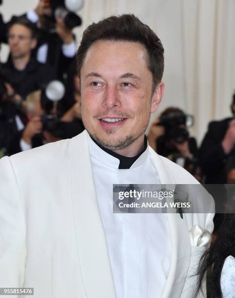 Elon Musk arrives for the 2018 Met Gala on May 7 at the Metropolitan Museum of Art in New York. The Gala raises money for the Metropolitan Museum of...