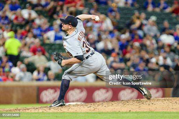 Detroit Tigers relief pitcher Alex Wilson comes in for relief during the game between the Texas Rangers and the Detroit Tigers on May 07, 2018 at...