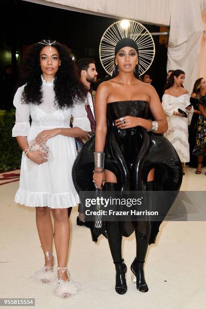 Aurora James and Solange Knowles attend the Heavenly Bodies: Fashion & The Catholic Imagination Costume Institute Gala at The Metropolitan Museum of...