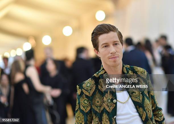 Shaun White arrives for the 2018 Met Gala on May 7 at the Metropolitan Museum of Art in New York. - The Gala raises money for the Metropolitan Museum...