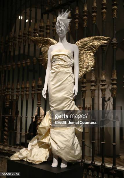 Fashion on display during the Heavenly Bodies: Fashion & The Catholic Imagination Costume Institute Gala Press Preview at The Metropolitan Museum of...