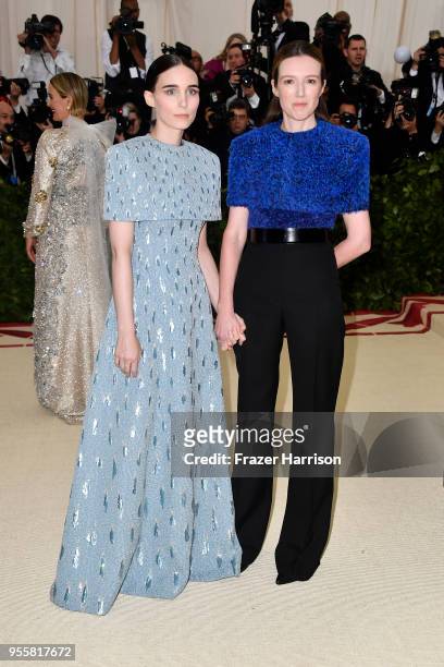Rooney Mara and Clare Waight Keller attend the Heavenly Bodies: Fashion & The Catholic Imagination Costume Institute Gala at The Metropolitan Museum...