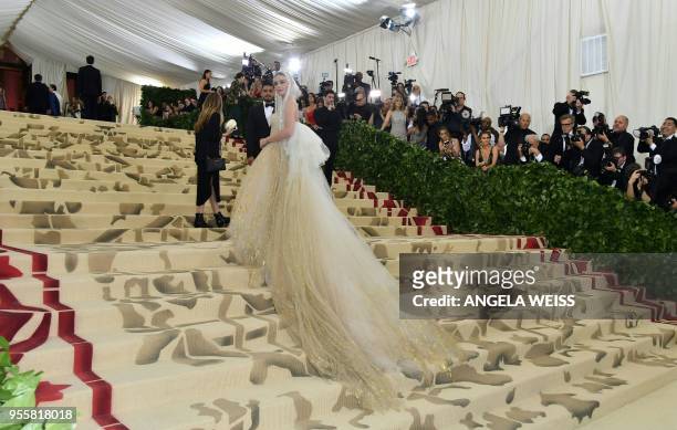Kate Bosworth arrives for the 2018 Met Gala on May 7 at the Metropolitan Museum of Art in New York. - The Gala raises money for the Metropolitan...