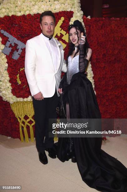 Elon Musk and Grimes attend the Heavenly Bodies: Fashion & The Catholic Imagination Costume Institute Gala at The Metropolitan Museum of Art on May...