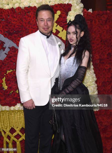 Elon Musk and Grimes attend the Heavenly Bodies: Fashion & The Catholic Imagination Costume Institute Gala at The Metropolitan Museum of Art on May...