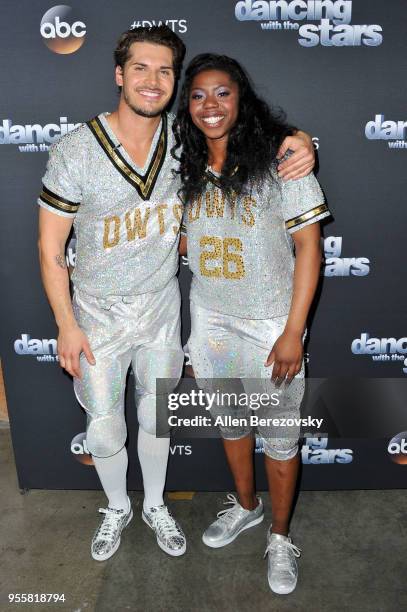 Arike Ogunbowale and Gleb Savchenko attend ABC's "Dancing With The Stars: Athletes" Season 26 show on May 7, 2018 in Los Angeles, California.