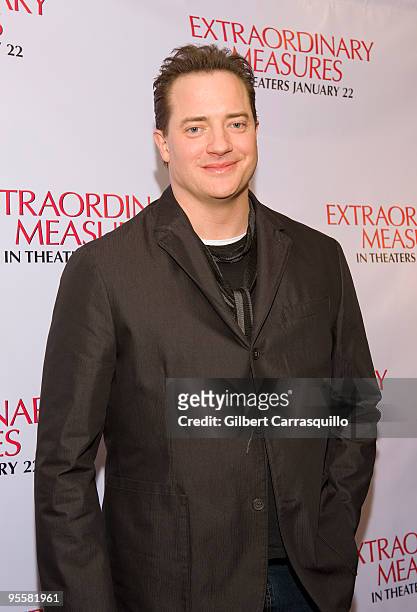Actor Brendan Fraser attends a special advance screening of "Extraordinary Measures" at the Prince Music Theater on January 4, 2010 in Philadelphia,...