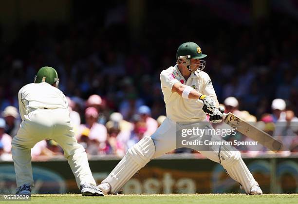 Phillip Hughes of Australia bats during day three of the Second Test match between Australia and Pakistan at Sydney Cricket Ground on January 5, 2010...