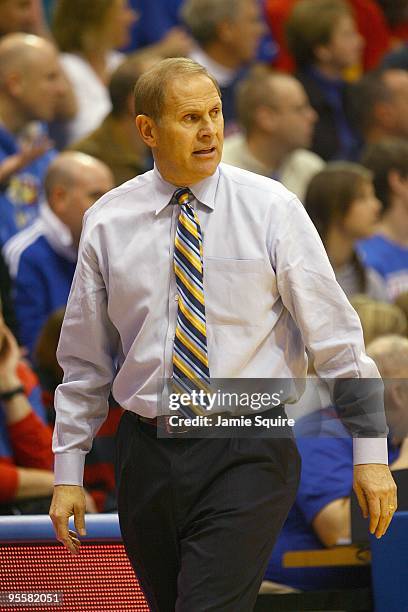 Head coach John Beilein of the Mighigan Wolverines follows the action during the game against the Kansas Jayhawks on December 19, 2009 at Allen...