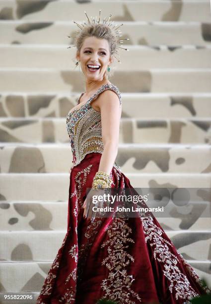 Blake Lively attends Heavenly Bodies: Fashion & The Catholic Imagination Costume Institute Gala at The Metropolitan Museum of Art on May 7, 2018 in...