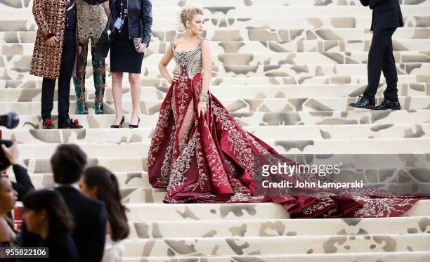 Blake Lively attends Heavenly Bodies: Fashion & The Catholic Imagination Costume Institute Gala at The Metropolitan Museum of Art on May 7, 2018 in...