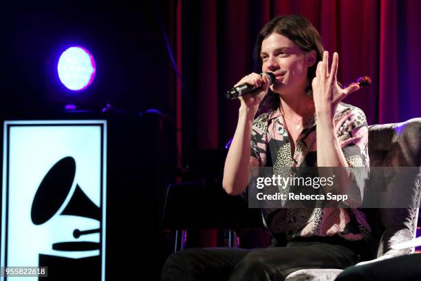 Garrett Borns of BORNS speaks onstage at The Drop: BORNS at The GRAMMY Museum on May 7, 2018 in Los Angeles, California.