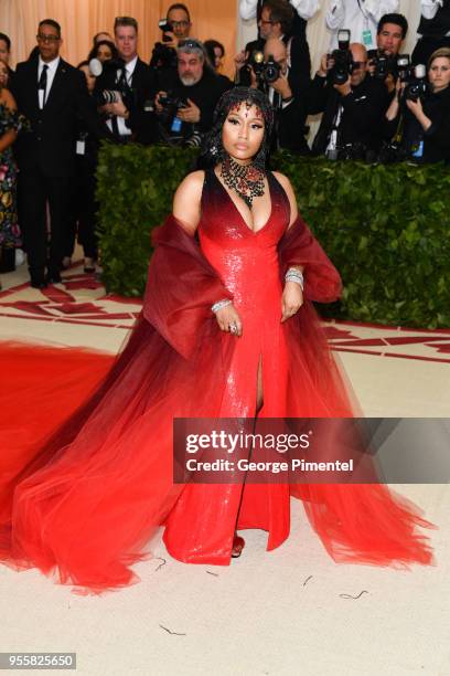 Nicki Minaj attends the Heavenly Bodies: Fashion & The Catholic Imagination Costume Institute Gala at the Metropolitan Museum of Art on May 7, 2018...