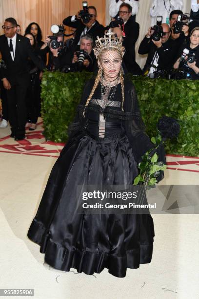 Madonna attends the Heavenly Bodies: Fashion & The Catholic Imagination Costume Institute Gala at the Metropolitan Museum of Art on May 7, 2018 in...