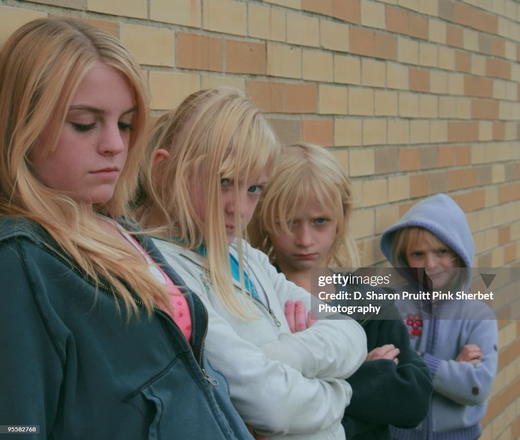 Four Girls With Mixed Grumpy Emotions