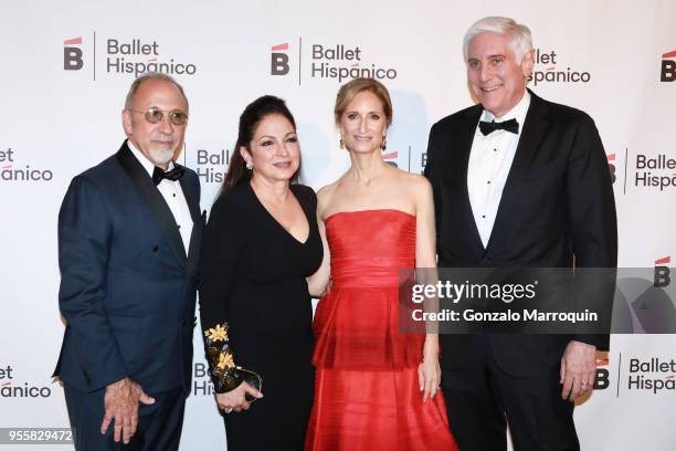 Emilio Estefan, Gloria Estefan, Kate Lear and Jonathan LaPook during the Ballet Hispanico 2018 Carnaval Gala on May 7, 2018 in New York City.