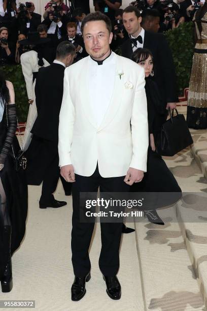 Elon Musk attend "Heavenly Bodies: Fashion & the Catholic Imagination", the 2018 Costume Institute Benefit at Metropolitan Museum of Art on May 7,...