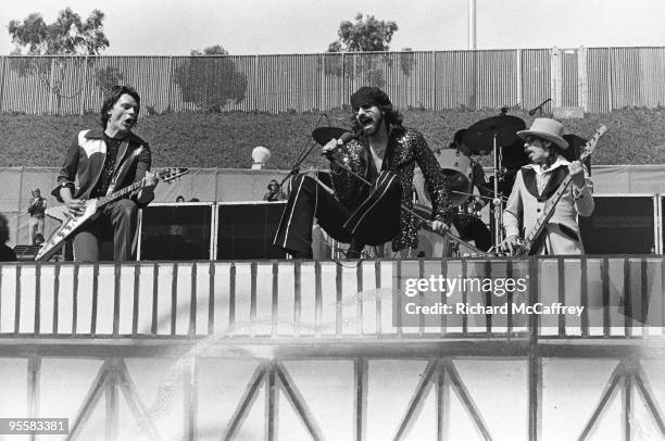 Geils, Peter Wolf, Stephen Jo Bladd and Danny Klein of The J. Geils Band performs live at The Oakland Coliseum in 1976 in Oakland, California.