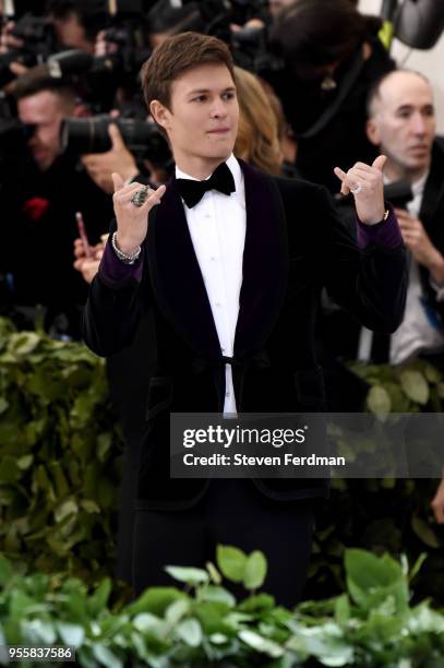 Ansel Elgort attends Heavenly Bodies: Fashion & The Catholic Imagination Costume Institute Gala at Metropolitan Museum of Art on May 7, 2018 in New...