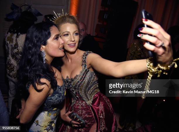 Salma Hayek Pinault and Blake Lively attend the Heavenly Bodies: Fashion & The Catholic Imagination Costume Institute Gala at The Metropolitan Museum...
