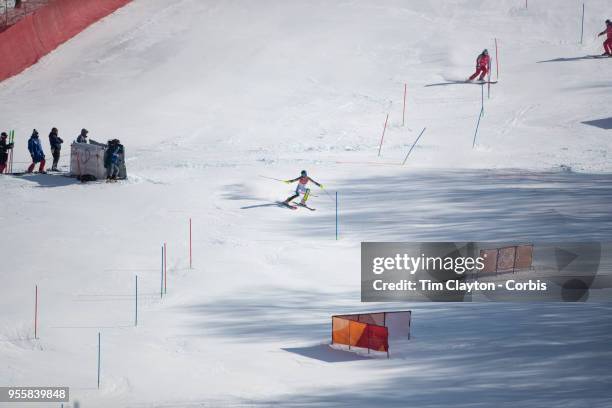 Frida Hansdotter of Sweden in action during the Alpine Skiing - Ladies' Slalom competition at Yongpyong Alpine Centre on February 16, 2018 in...