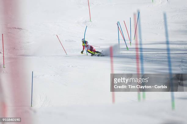 Wendy Holdener of Switzerland in action during the Alpine Skiing - Ladies' Slalom competition at Yongpyong Alpine Centre on February 16, 2018 in...