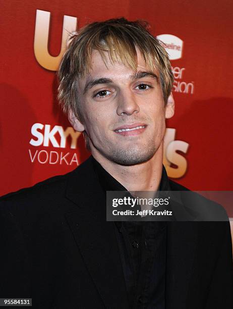 Singer Aaron Carter arrives at US Weekly's Hot Hollywood 2009 party at Voyeur on November 18, 2009 in West Hollywood, California.