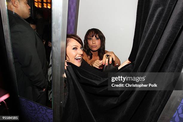 Personalities Lacey Schwimmer and Cheryl Burke attend US Weekly's Hot Hollywood 2009 party at Voyeur on November 18, 2009 in West Hollywood,...