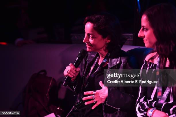 Judging panel Head of A&R at Thirty Tigers Lee Dannay and Songwriter Lindsay Rush at the 'ASCAP EXPO FACTOR' attendee showcase during The 2018 ASCAP...