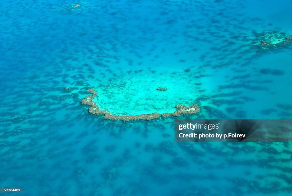 Shallow coral reef seen from above